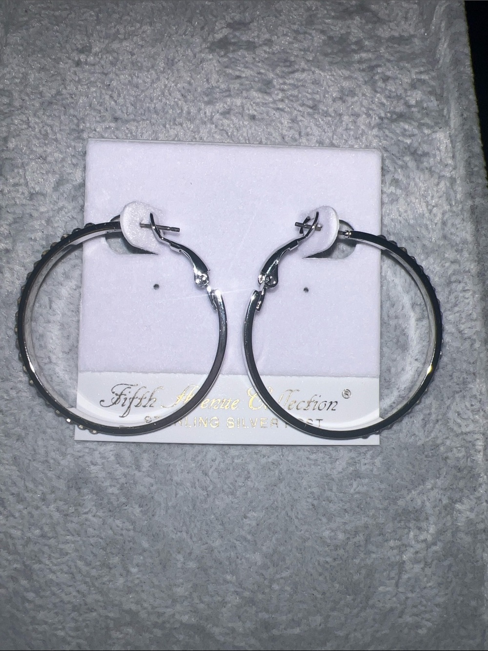 Silver Hoop Earrings with tanzanite colored Swarovski Crystal